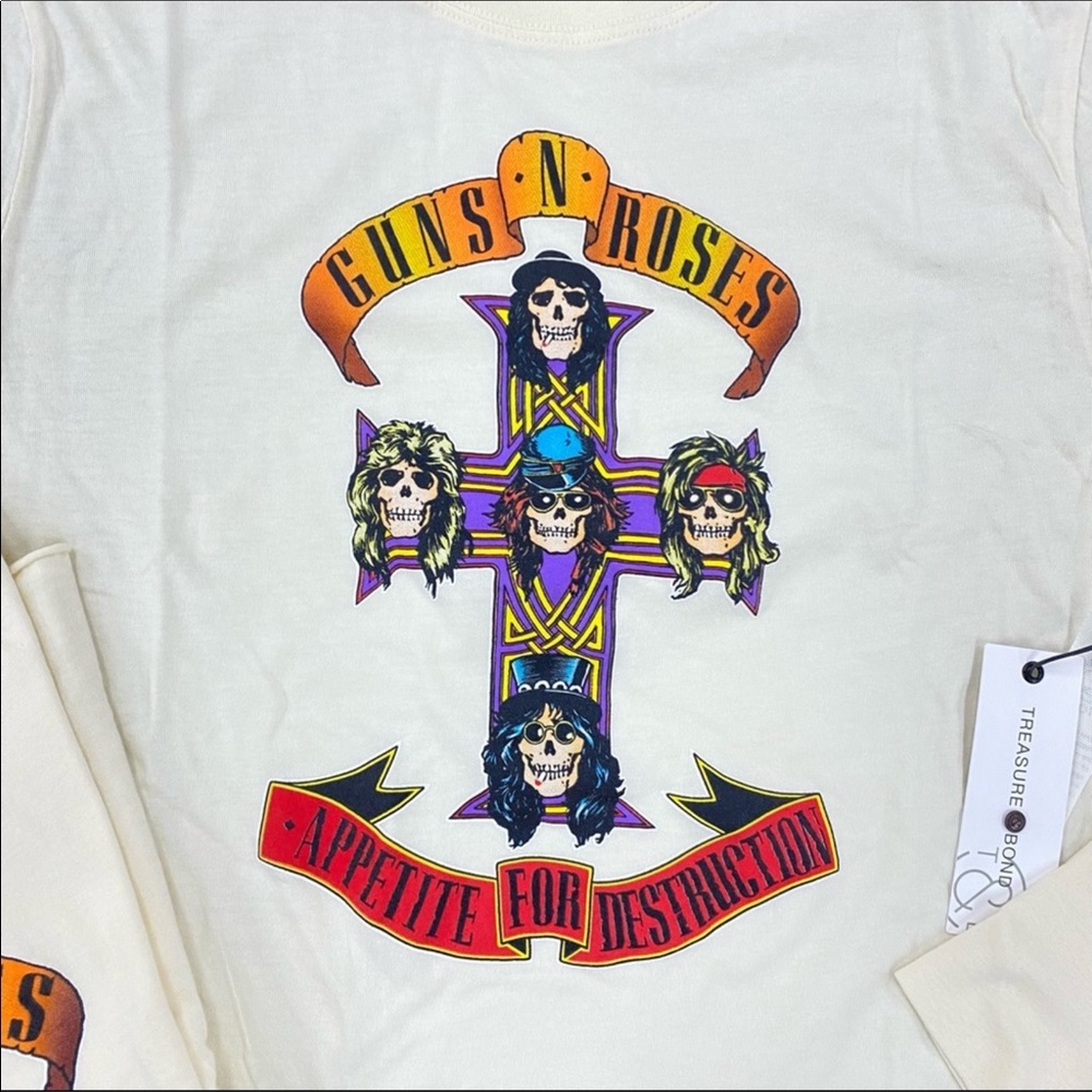 🆕🔫🌹 NWT GUNS n’ ROSES appetite 4 destruction T-shirt Long Sleeve S M L